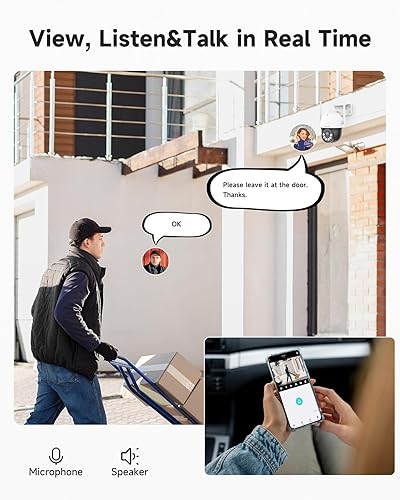 Miniatura 4 de Cámara al aire libre, cámaras de seguridad para seguridad en el hogar con seguimiento automático de inclinación panorámica de 360, alerta de sirena