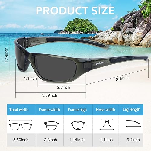Vista 9 de Duduma Gafas de sol polarizadas deportivas para hombres y mujeres, para béisbol, ciclismo, golf, pesca, con bloqueo UV, Tr8116 negro