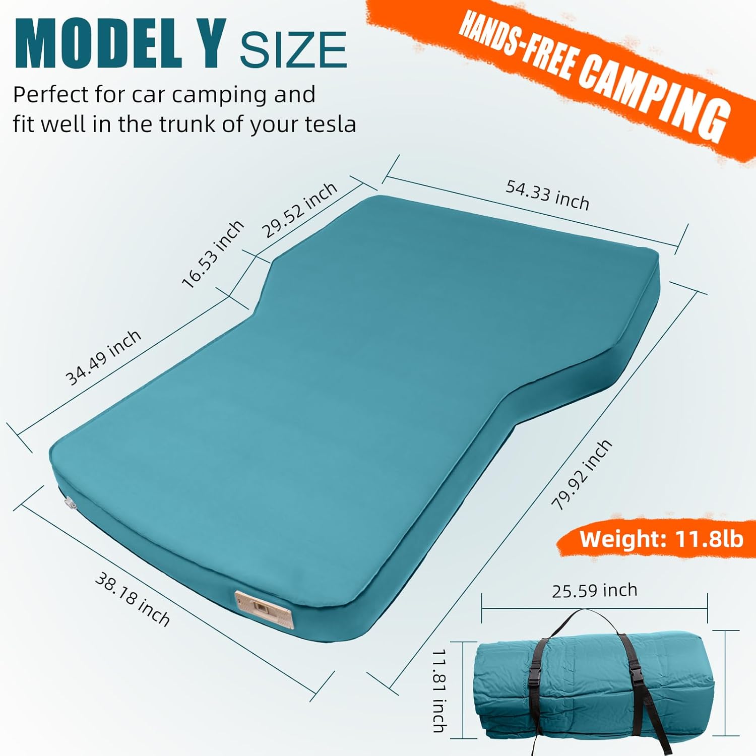 Tesla Camping Air Mattress with Foam, Ultra Thick 4" Self Inflating Sleeping Pad with Electric Pump for Model Y, R-Value 9.5 Insulated Car Camping Mattress Pad for All Seasons