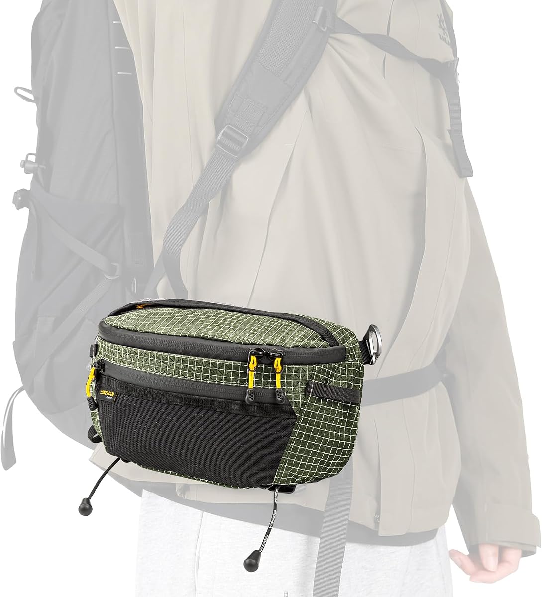 Strap Pack Pouches for Backpack, Lightweight Phone Pocket, Large Capacity and Waterproof Fanny Pack Multi-functional Outdoor Bag for Hiking, Running, Travel, Cycling (Army Green)