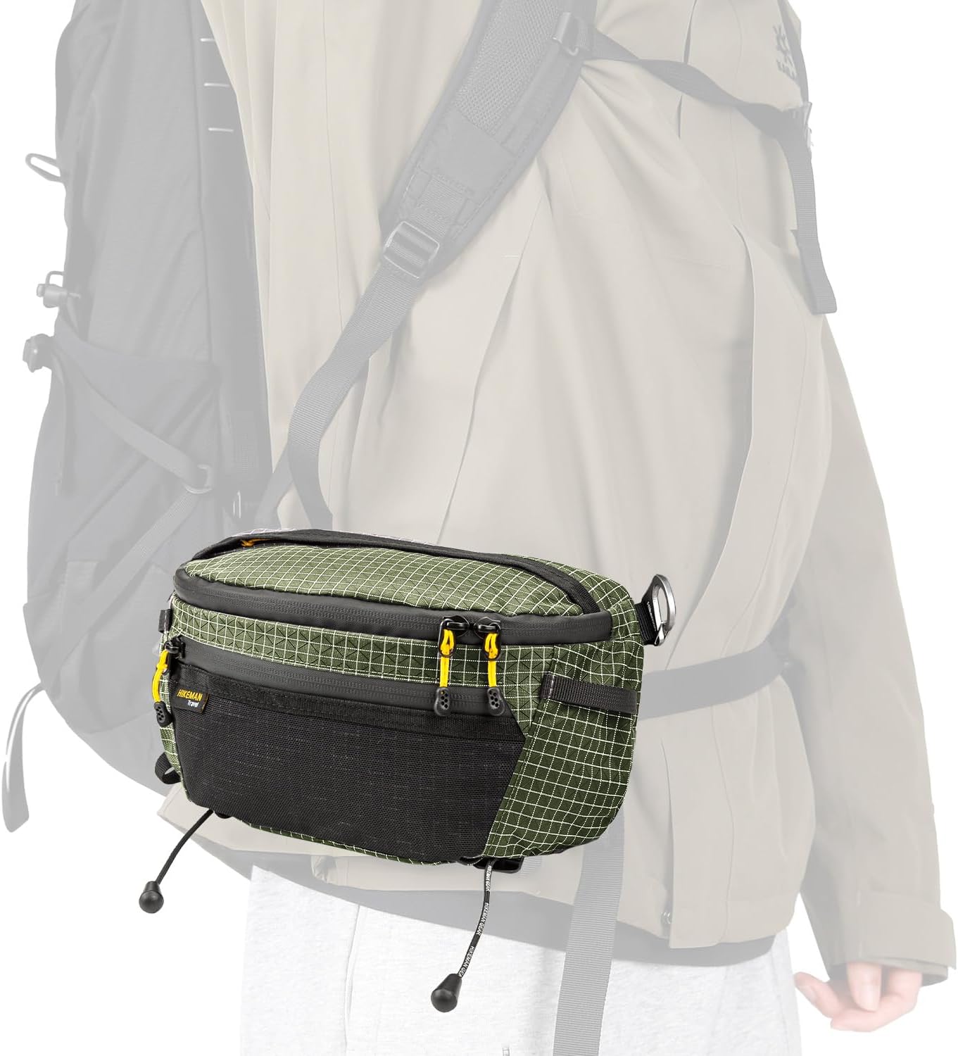 HIKEMAN Strap Pack Pouches for Backpack, Lightweight Phone Pocket, Large Capacity and Waterproof Fanny Pack Multi-functional Outdoor Bag for Hiking, Running, Travel, Cycling (Army Green)