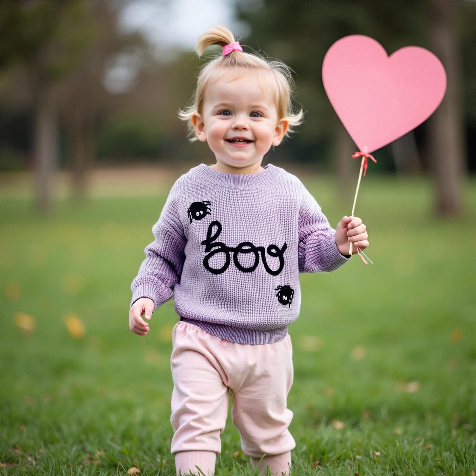 Toddler Kids Baby Girl Boy Halloween Sweater Letter Embroidery Infant Warm Knitwear Fall Winter Clothes (Purple-Boo, 3-6 Months)
