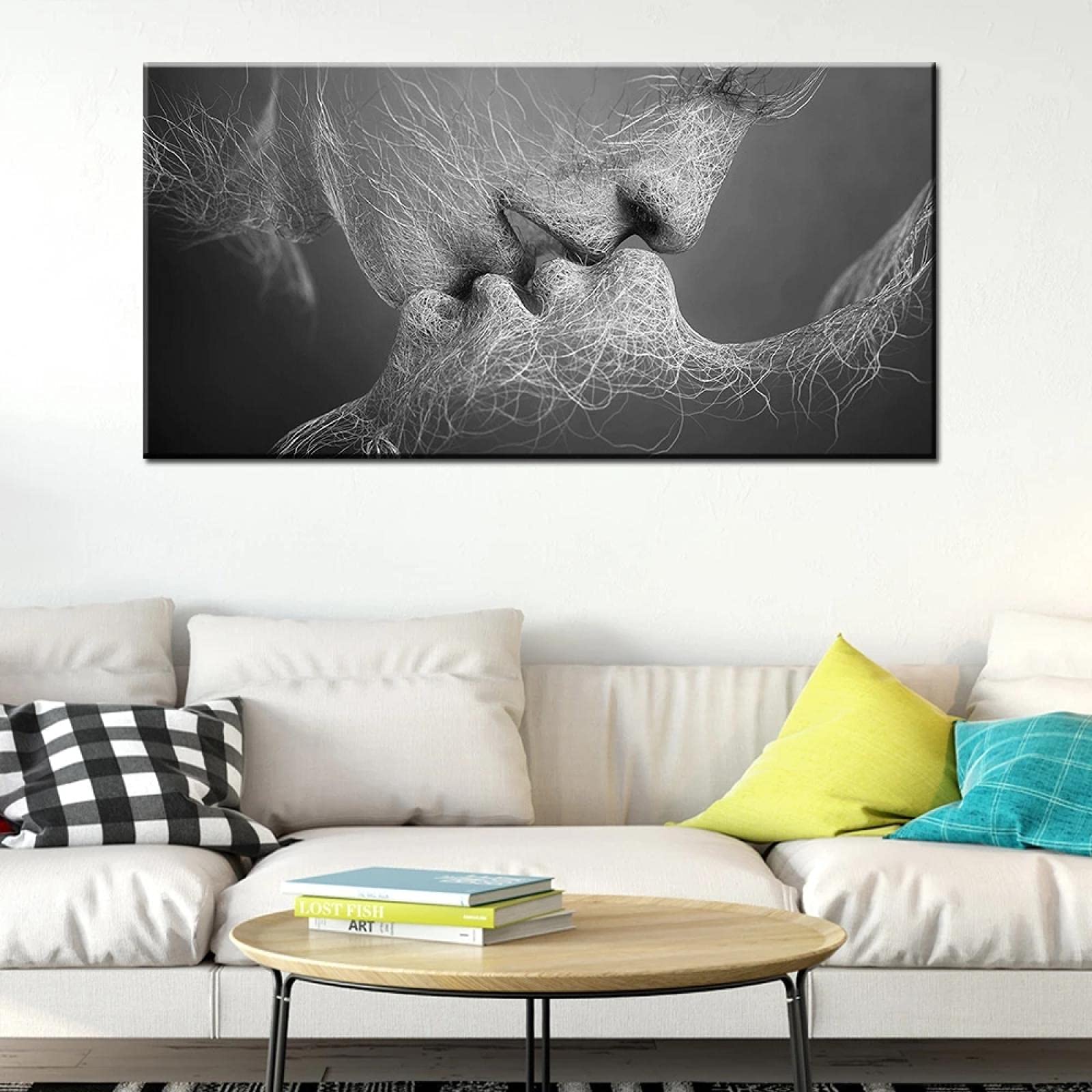 Toile motif baiser d'amour : la touche romantique idéale pour sublimer le mur de votre chambre - 8