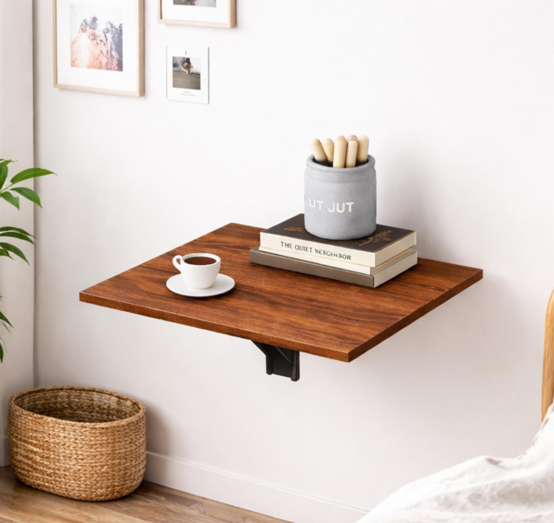 Enigmatic Woodworks Wall Mounted Folding Study Table | Space Saving Foldable Laptop Desk for Home & Office | Engineered Wood Wall Mount Table (Walnut, 32 * 32 cm)