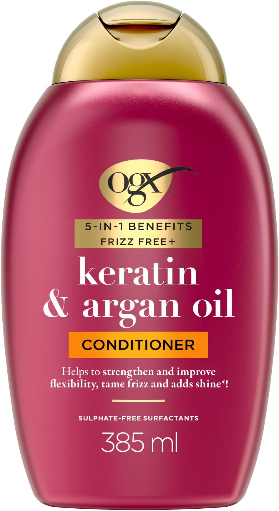 5in1 Benefits Frizz Free with Keratin & Argan Oil Conditioner, Strengthens and Improves Flexibility, Tames Frizz and Adds Shine, Sulfate Free, 385ml