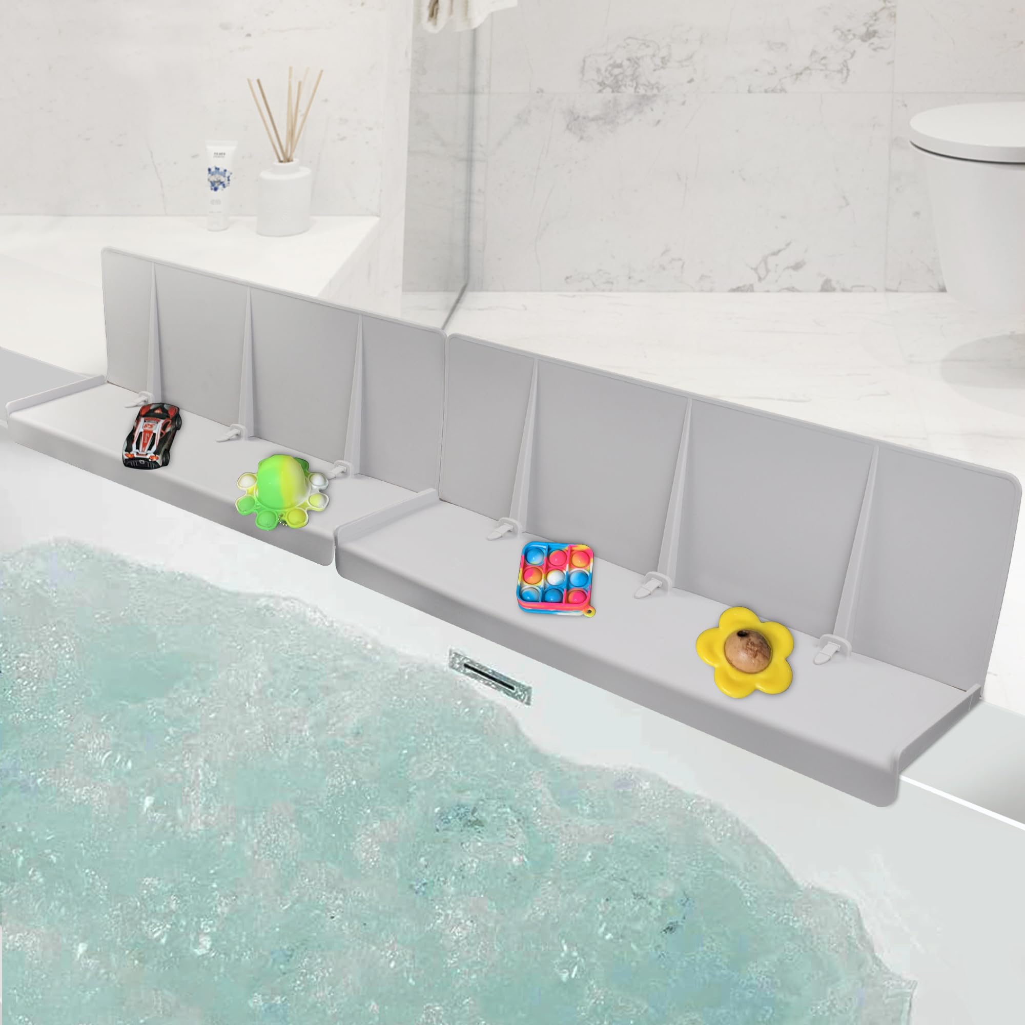 KindGa Bathtub Splash Guard For Tub Kids Play Shelf Area