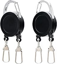 SAMSFX 2-Pack Dual Fishing Tool Retractor, Retractable Keychain with 18” Retractable Cord, Badge Holder Reels with 360° Swivel, Corrosion-Resistant for Saltwater & Freshwater