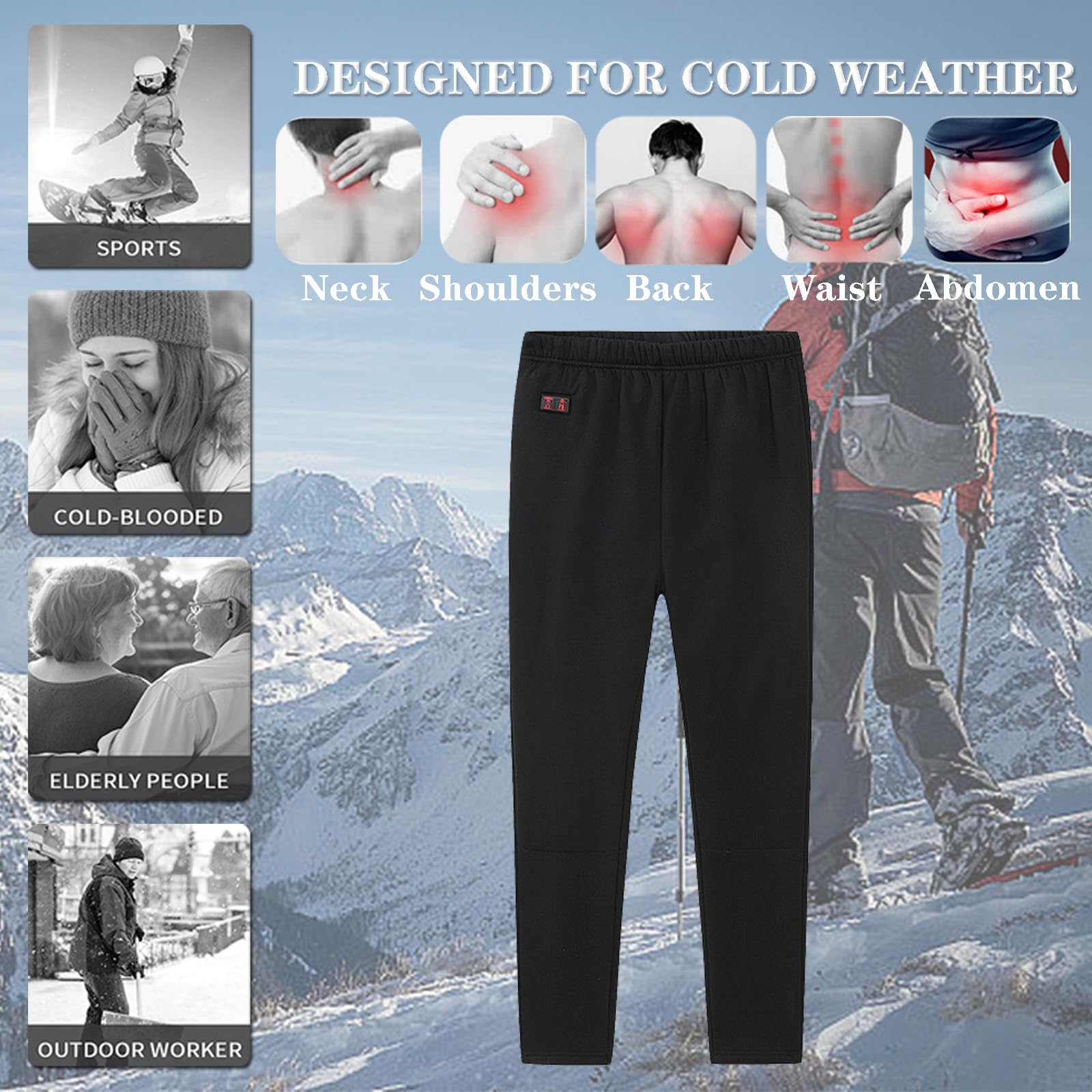 Pantaloni Termici Riscaldati per Le Donne Leggings Foderati in Pile Long Johns 6 Zone Pantaloni Riscaldanti
