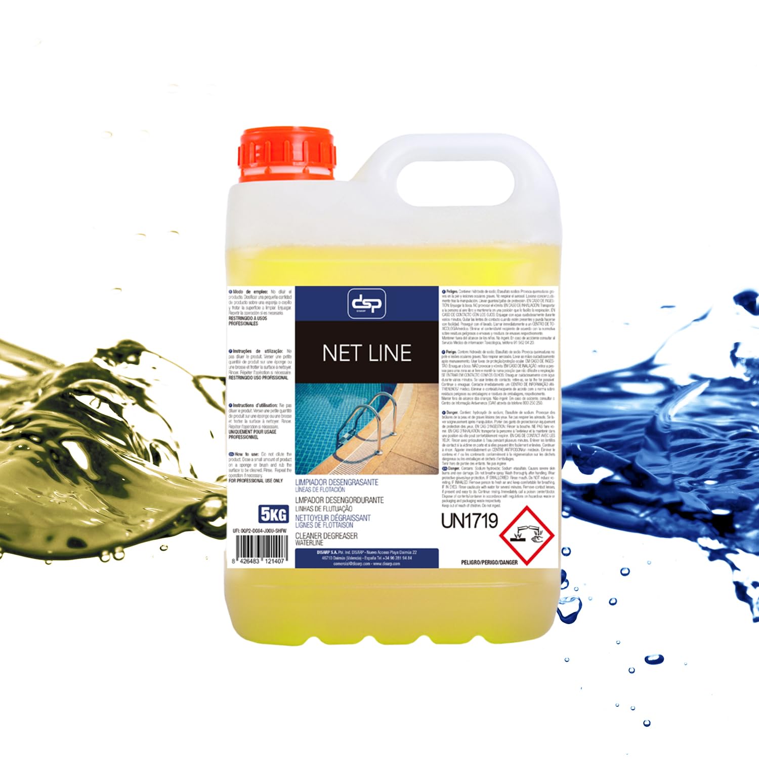 Limpiador DESENGRASANTE LÍNEAS DE FLOTACIÓN Piscinas NETLINE Potente Limpiador alcalino Especial para líneas de flotación de Piscinas. Elimina eficazmente cremas y Manchas metálicas - Formato 5L