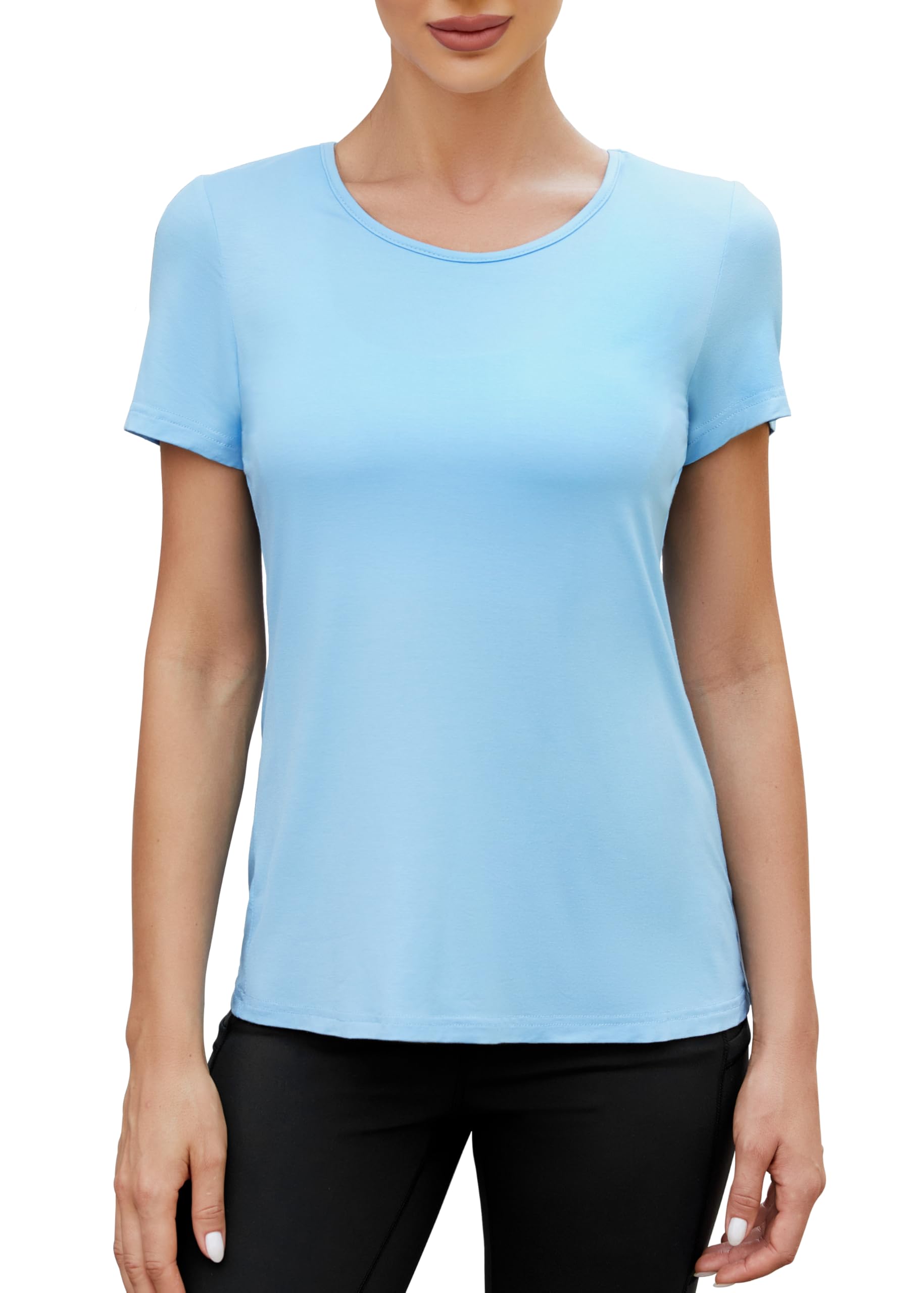 Mippo Camisetas de entrenamiento con espalda abierta para mujer, suaves, de manga corta, atléticas, para yoga, gimnasio