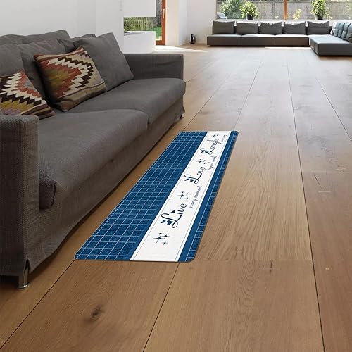 Miniatura 3 de Juego de 2 tapetes de cocina Live Love Laugh Retro azul a cuadros, antifatiga, cómodo, de espuma viscoelástica, tapete antideslizante para puerta de