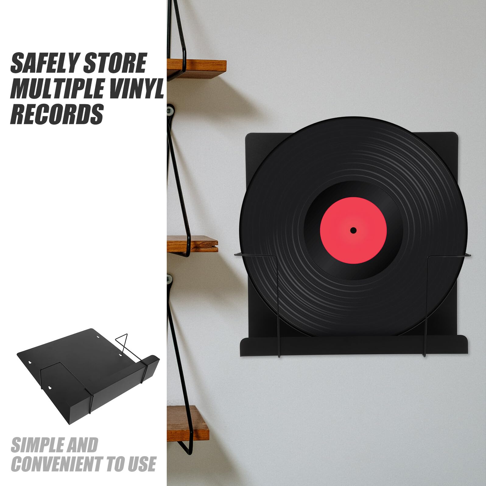 DOITOOL Scaffale da Parete in Metallo Nero per Vinili, Minimalista ed Elegante, Salvaspazio e Organizzazione Estetica per Casa Contemporanea
