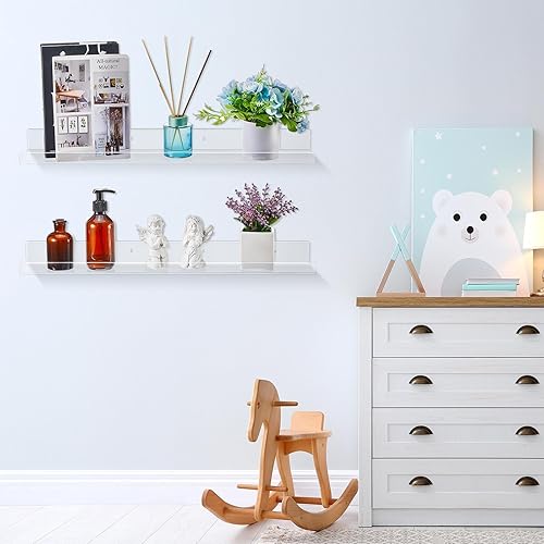 Miniatura 5 de Thyle 6 estantes flotantes acrílicos de 36 pulgadas para montar en la pared, estantes transparentes de acrílico, estante de almacenamiento invisible