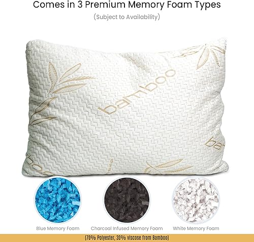 Miniatura 9 de Sleepsia Almohadas de cama - Almohada de espuma viscoelástica ajustable triturada con funda de almohada lavable - Ajustable (paquete de 2) (King)