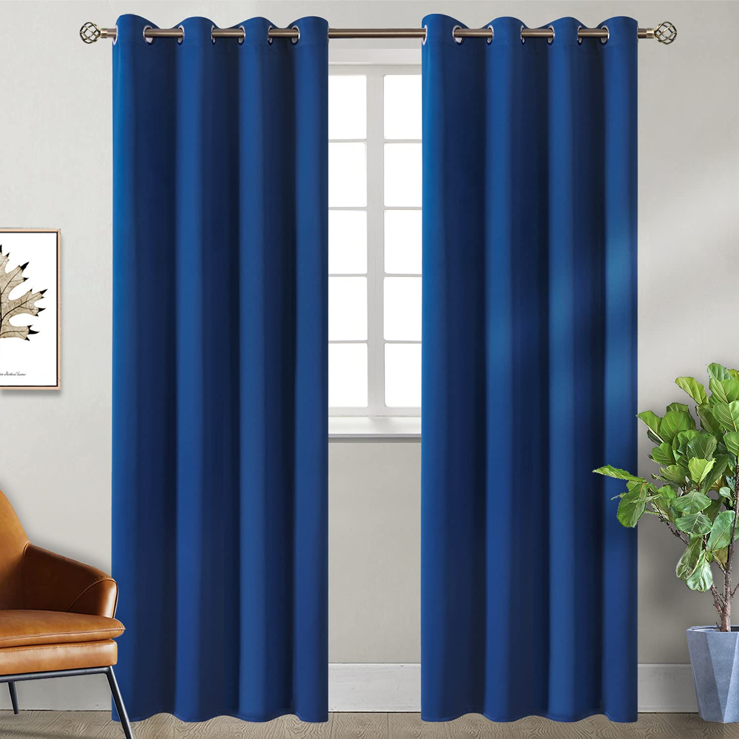 BGment Royal Blue Blackout Curtains for Living Room 96 Inch Long - 2 Panels