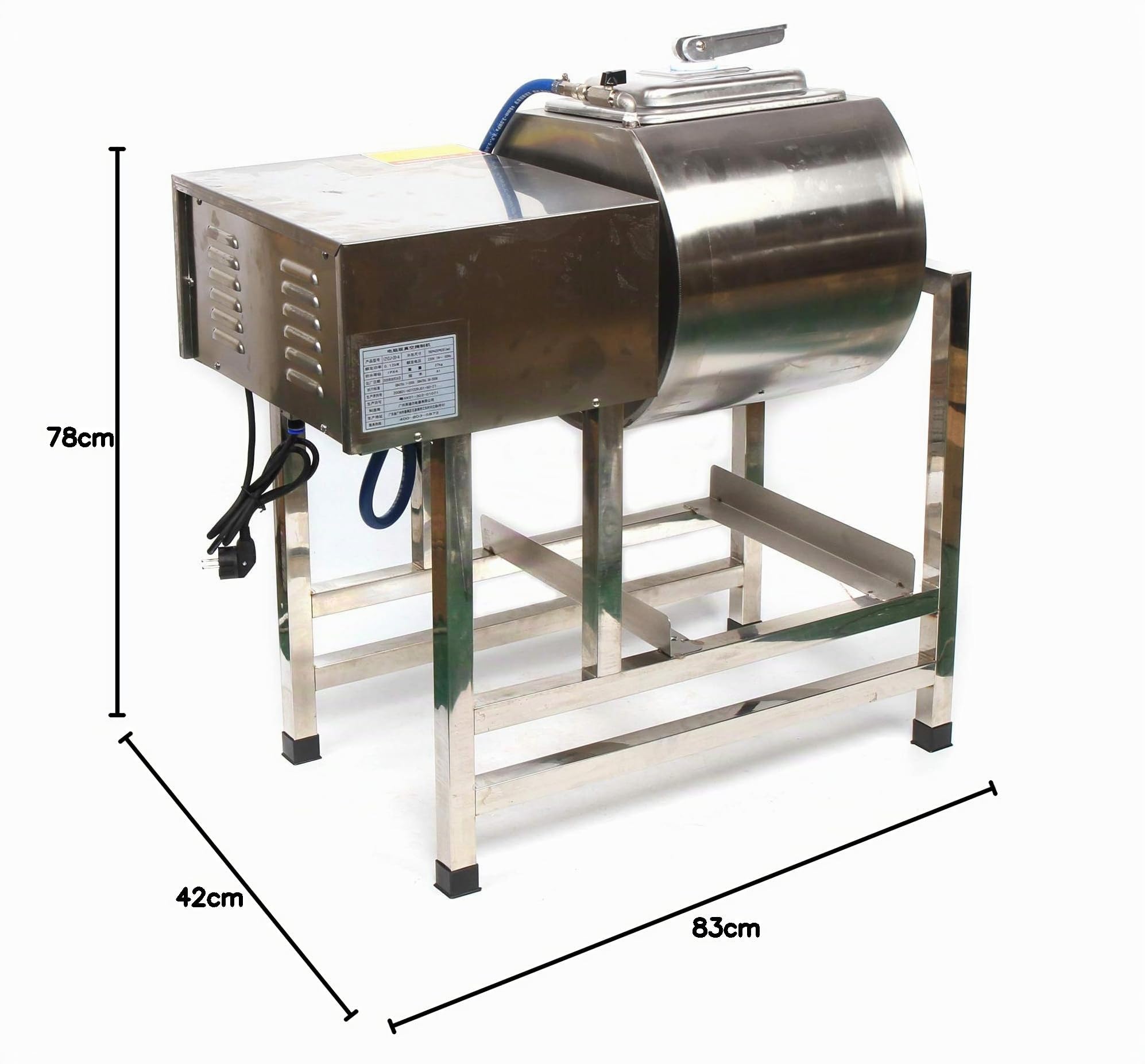 Mezclador de acero inoxidable Menger Carnicería Marinator 38L, 220V/50Hz, 78 x 42 x 83 cm, 200 W, para supermercados, tiendas de comestibles