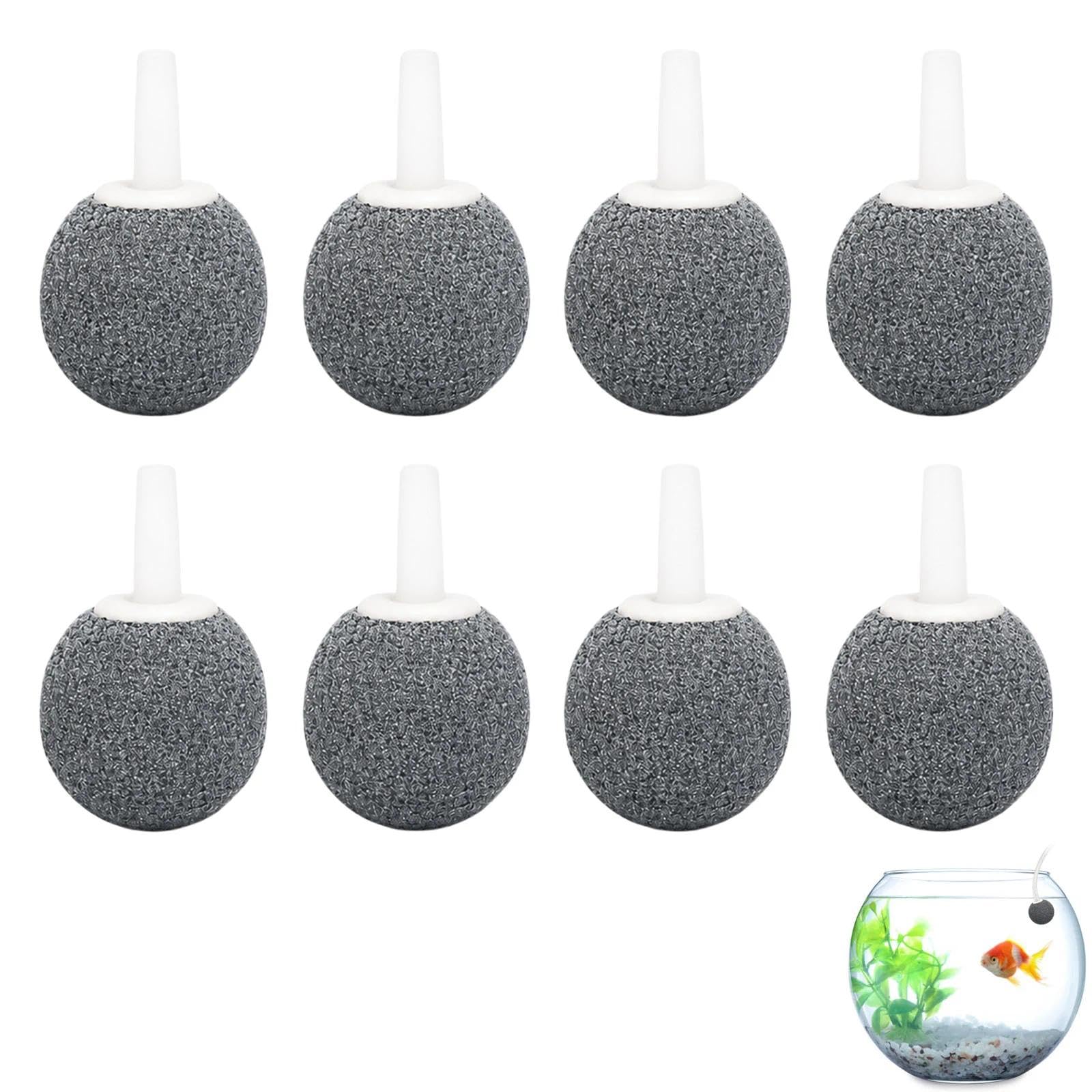 FYHJNC 8 PCS Black Air Stones for Fish Tanks, Sintered Mineral Aquarium Air Stones, Easy Sink Pond Aerator Stones for Air Pumps, Small Fish Tanks Aquariums and Ponds