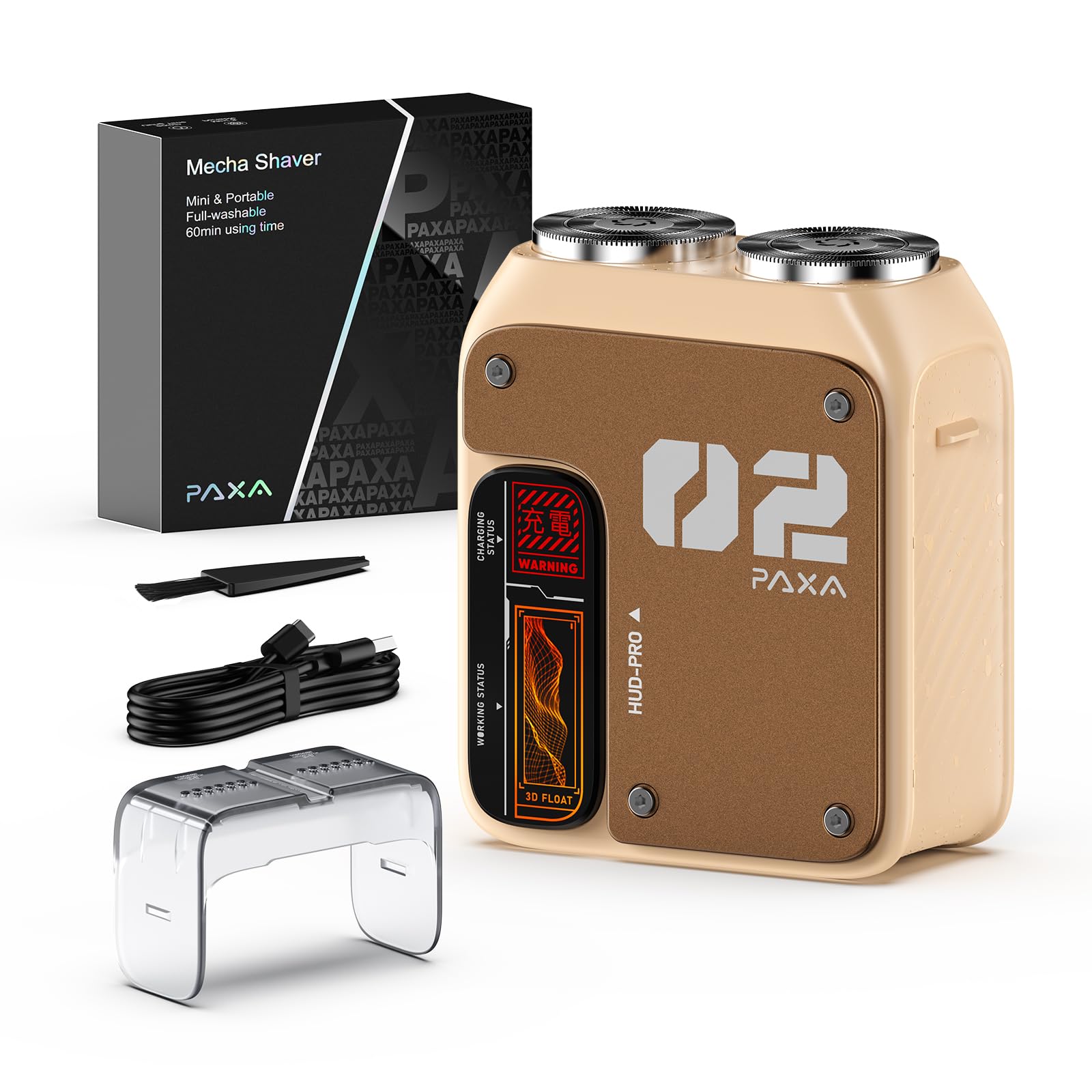 PAXA T01 Rasoio Elettrico Barba,Mini Rasoio Elettrico,9000 Rpm,Ipx7,Da Viaggio Umido E Asciutto,Testina Rotante,Ricaricabile Usb-C,Senza Fili, Ideale Per Casa, Auto E Viaggio,Giallo