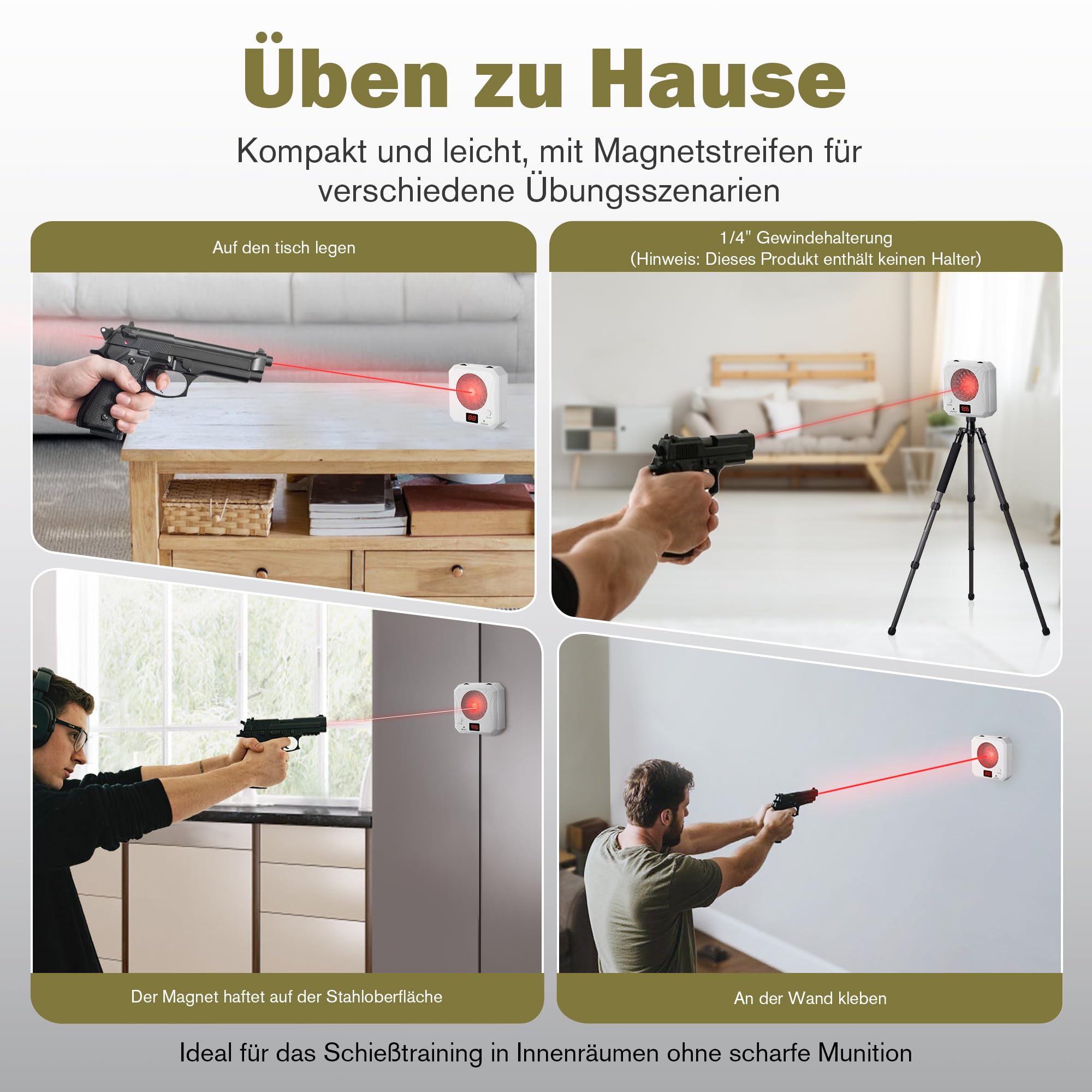 Kit de Cartouche d'Entraînement Laser 9mm avec Cible Rechargeable – Système Dry Fire à 5 Niveaux de Difficulté, Cible Électronique et Munition Laser pour Tir à Domicile