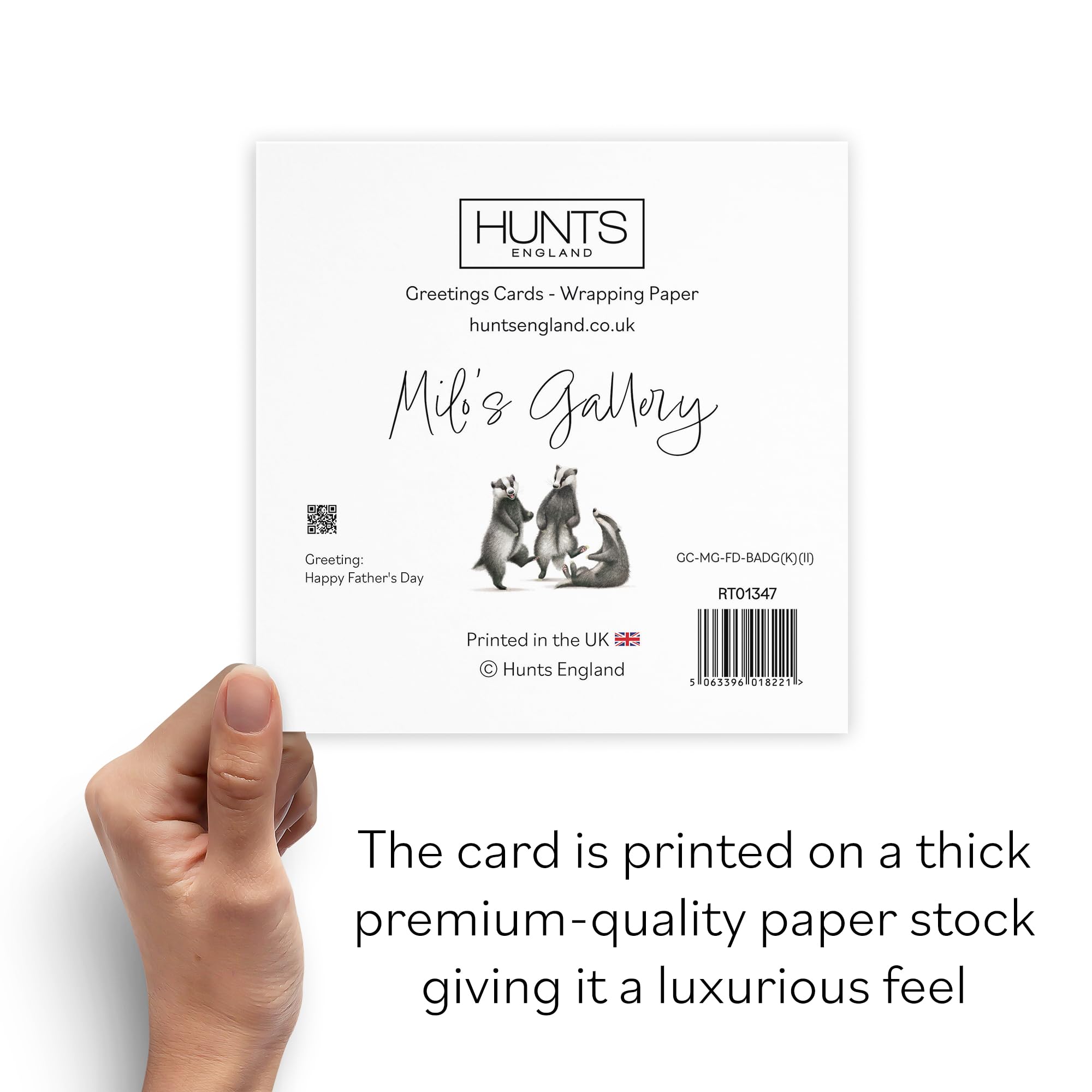Hunts England, Badgers Funny Father's Day Card, Milo's Gallery, Wildlife Father's Day Card - Image 2