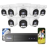 [4K HD+121°Wide View] Hiseeu 4K Security Camera System, 8 Pcs 8MP PoE Security Camera Outdoor, Human Vehicle Detect, Color Night Vision,No Monthly Fee, 3TB HDD for Indoor Outdoor Home Surveillance Use