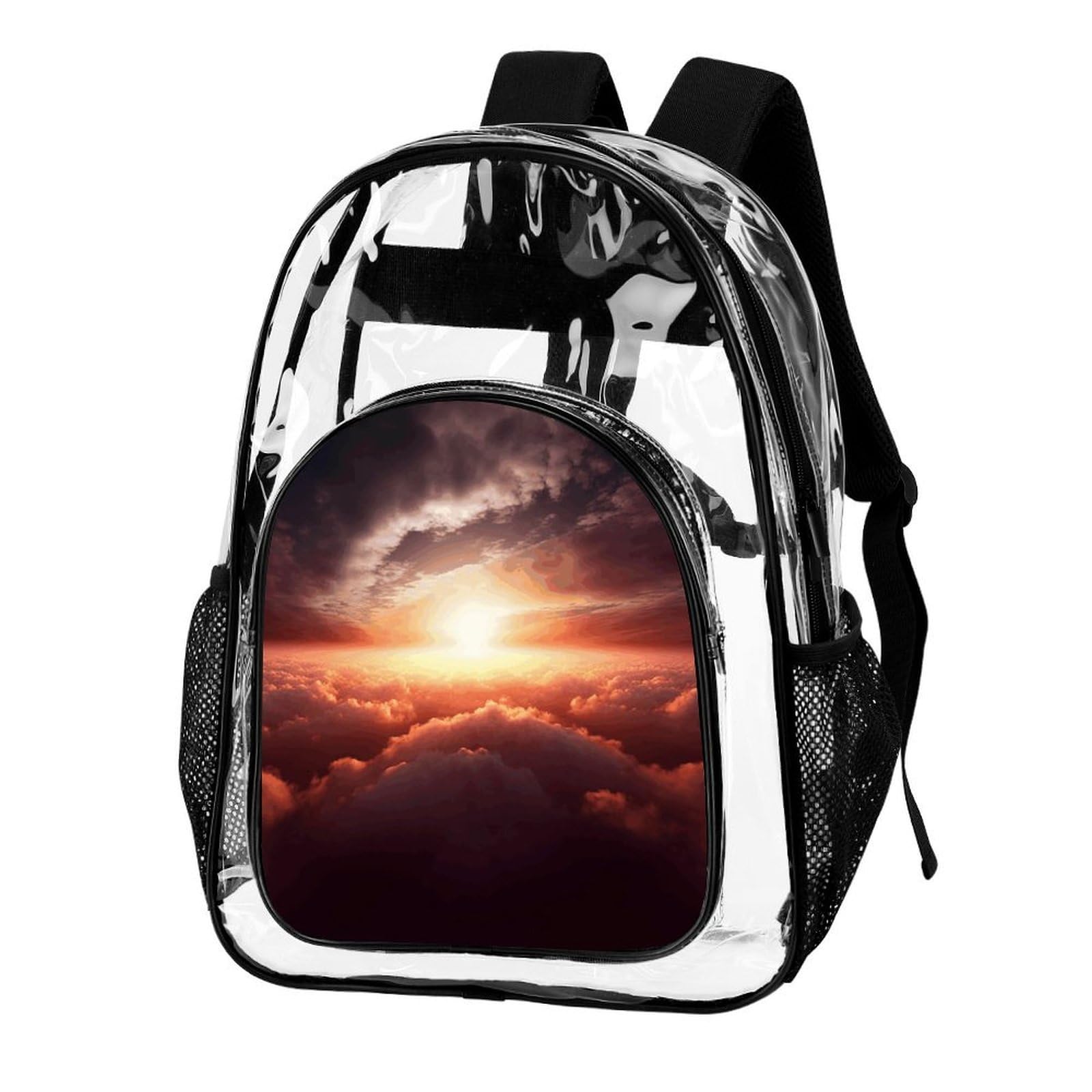 Sun Sunrise Cloud Clear Rucksack, groß, transparent, PVC, Büchertasche für Sicherheit, Arbeit, Reisen, Stadion