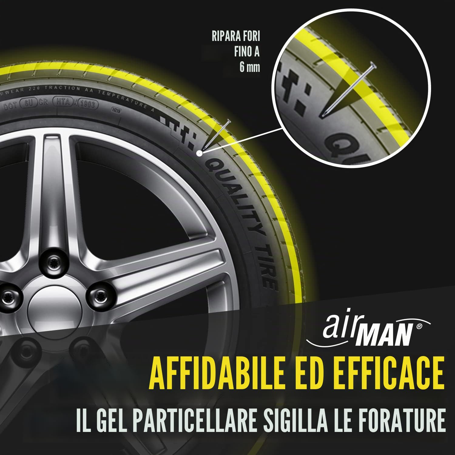 AirMan 71-051-011 71 – 051 – 011 ResQ tirer epair Set di Riparazione Pneumatico, Nero