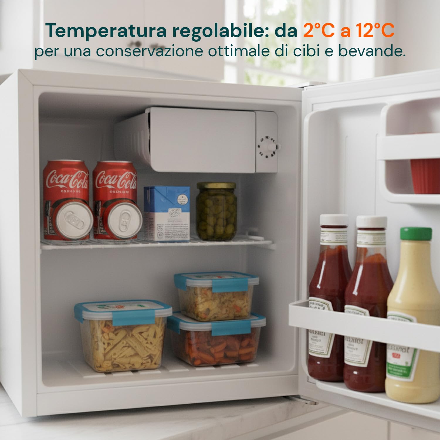 Avilia - Mini Frigo da Banco 45L con Vano Refrigerante e Porta Reversibile – Frigorifero Piccolo Compatto e Silenzioso per Ufficio, Camera o Spazi Ridotti