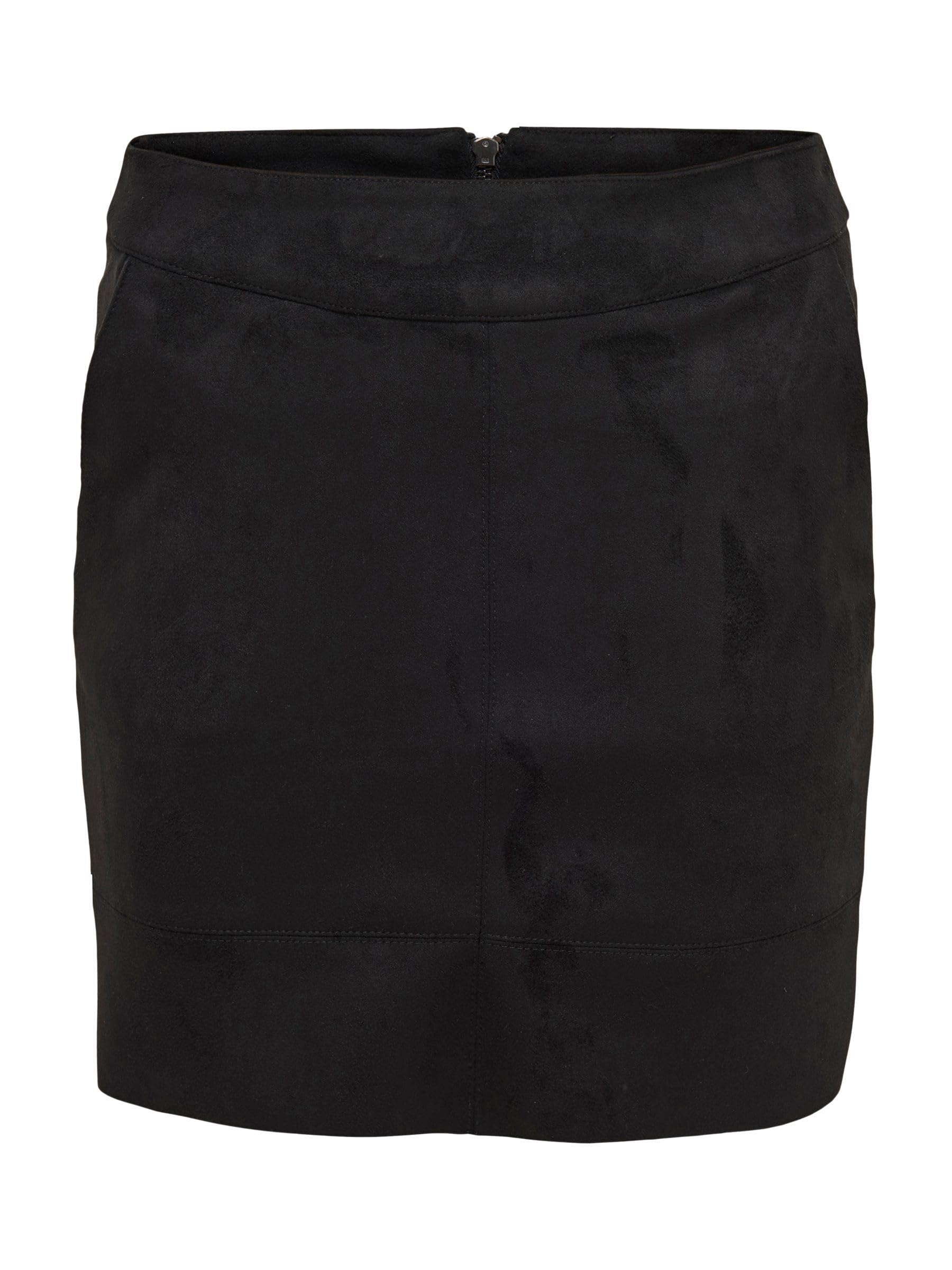 ONLY Women's Onljulie Fauxsuede Bonded Otw Noos Skirt, Black (Black Black), 8 UK
