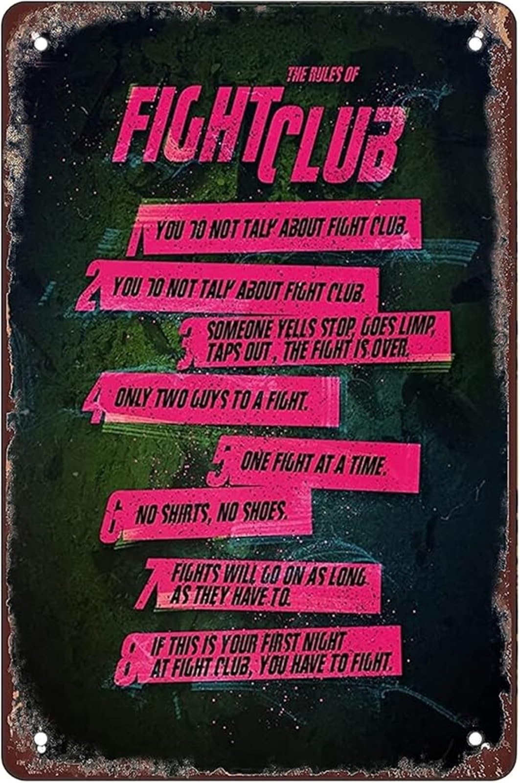 Novelty Tin Sign Funny Rules Retro Metal Wall-Art for Home Gate Garden Bars Restaurants Cafes Office Store Pubs 8 X 12 in