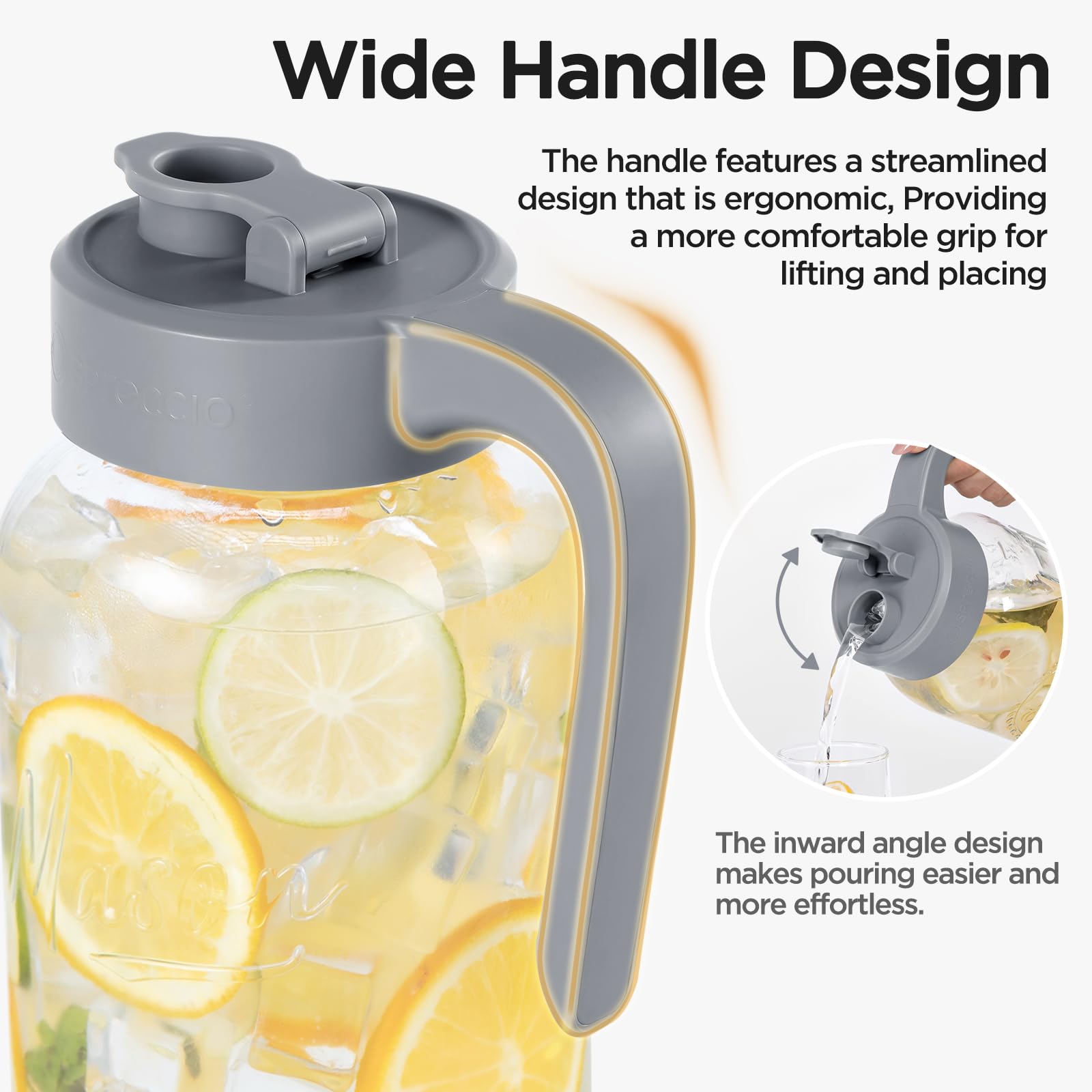 Jarra Mason Jar – Jarra de vidrio hermética y a prueba de fugas con tapa, perfecta para leche materna, infusión fría y té solar, tarro Mason de 2 cuartos (64 onzas) con tapa de boquilla de