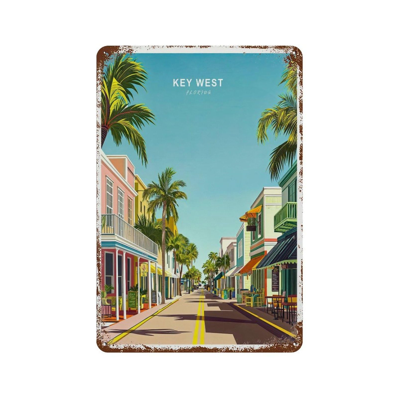 xiaoxiaoshen Key West Travel Florida Birthday Present Wall Decor Art Metal Tin Poster Modern Home Decor Art Home Bar Shop Decorations Vintage Sign 30x20cm