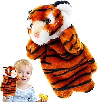 Tiger Finger Puppet, Animal Doll | Finger Puppet Soft Tiger Plush Hand Puppet - Cartoon Animal Hand Puppet, Plush Animal Toy Soft Tiger Doll for Kids Adults