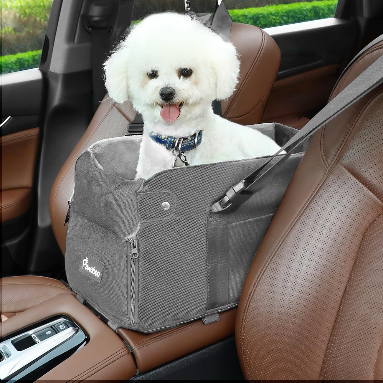 Pawaboo Center Console Dog Car Seat for Small Dogs — Pink