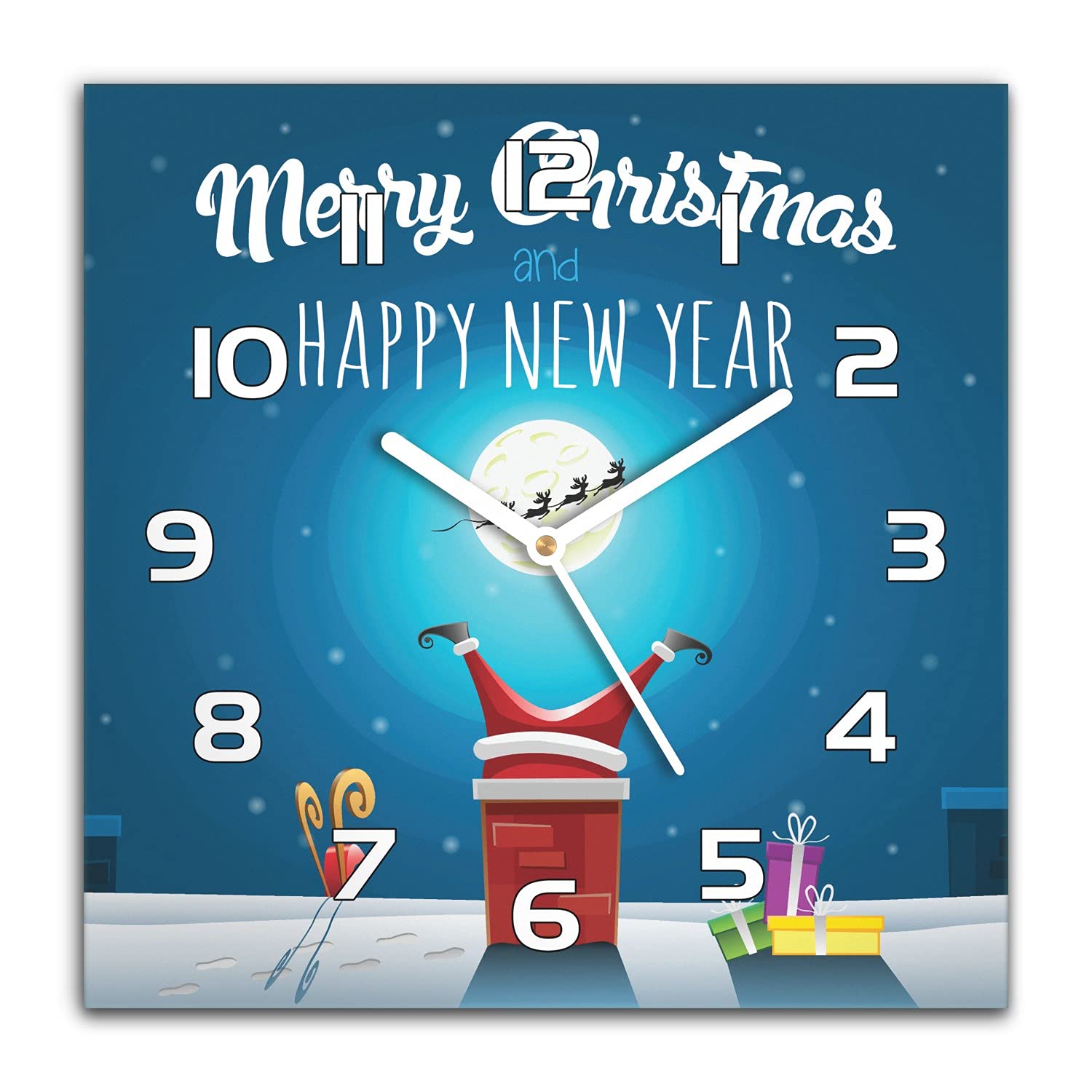 Horloge Murale Noël pour Salon et Cuisine Décoration Festive en Verre