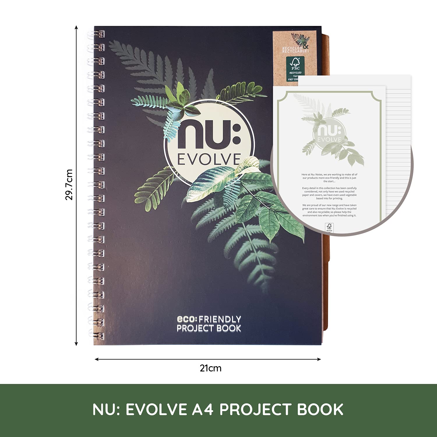 Nu Notebooks - Evolve Range - Recycled Notebook - A4 Project Book - Wirebound Notebook - Stationery Notebooks - Professional Notepad - 150 Pages
