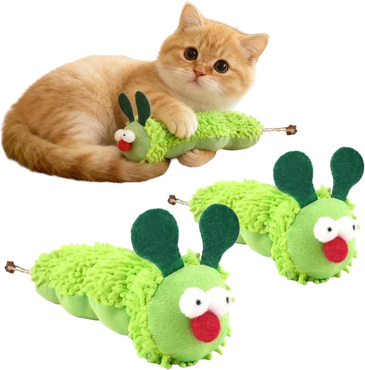 2 Stück Katzenminze Spielzeug, Interaktives Katzen spielzeug, Kätzchen Raupen Katzenspielzeug, Weiches Katzenminze kissen, katzenspielzeug selbstbeschäftigung Für Kät Aktivität, Katzen Zahnpflege