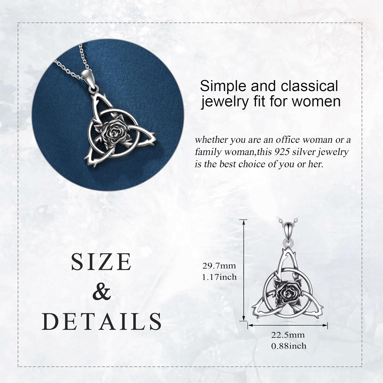 KQF Witches Knot Necklace for Women 925 Sterling Silver Wiccan Pagan Pendant Amulet Protection Jewelry Gifts for Women - Image 4