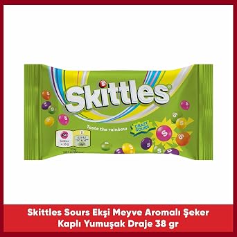 Skittles Sours Sour Fruit Flavored Dragee Confectionery 38 gr