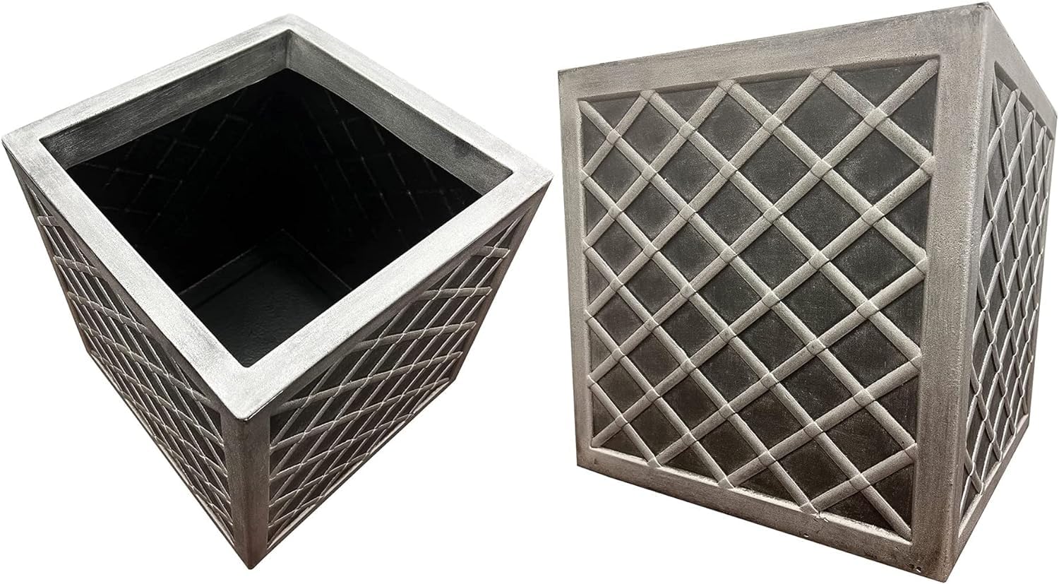 Star Supplies 1 Planter Lazio Effect Trough Square Large Flower Garden Patio Planters In Pewter Grey Planters (1 Planter)