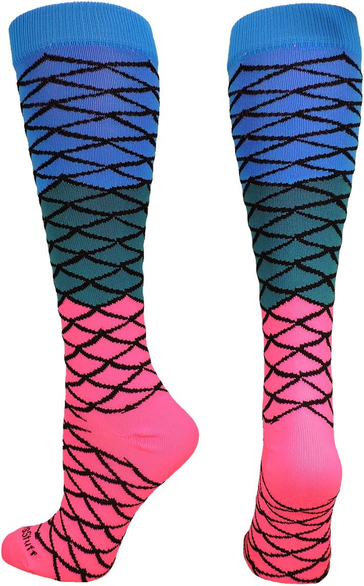 MadSportsStuff Neon Mermaid Athletic Over The Calf Socks : Sports & Outdoors