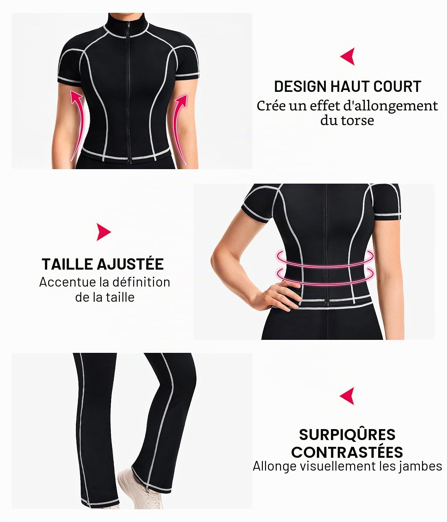 Gotoly Survêtement pour femme Ensemble complet 2 pièces pour la gym, le sport, la course à pied, les exercices, le yoga