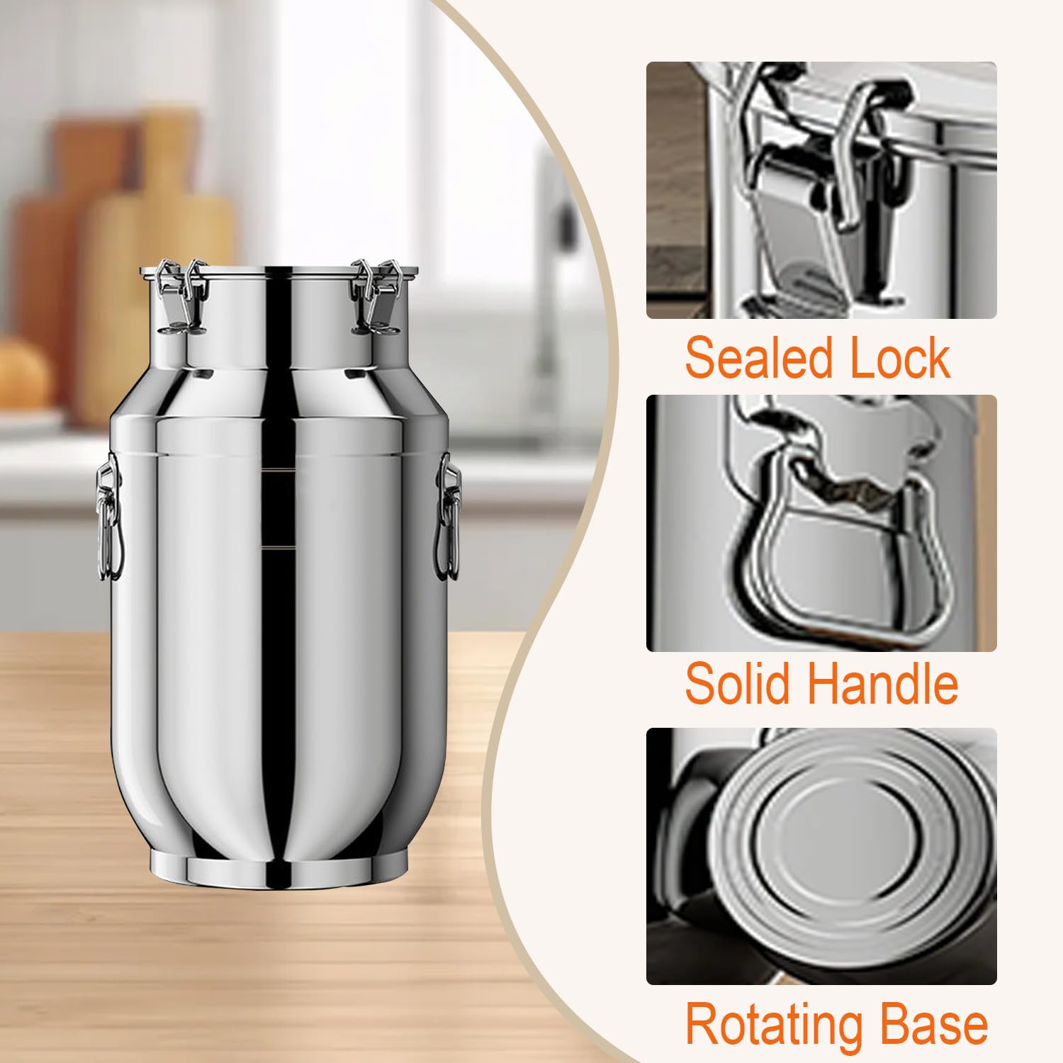 Latte da 5 Litri per Olio d'oliva Contenitore recipiente bidoni Acciaio Inox per Olio contenitori Alimenti Contenitore per Latte in Acciaio Inox per Cucina e Uso Domestico(Capacity,5L)