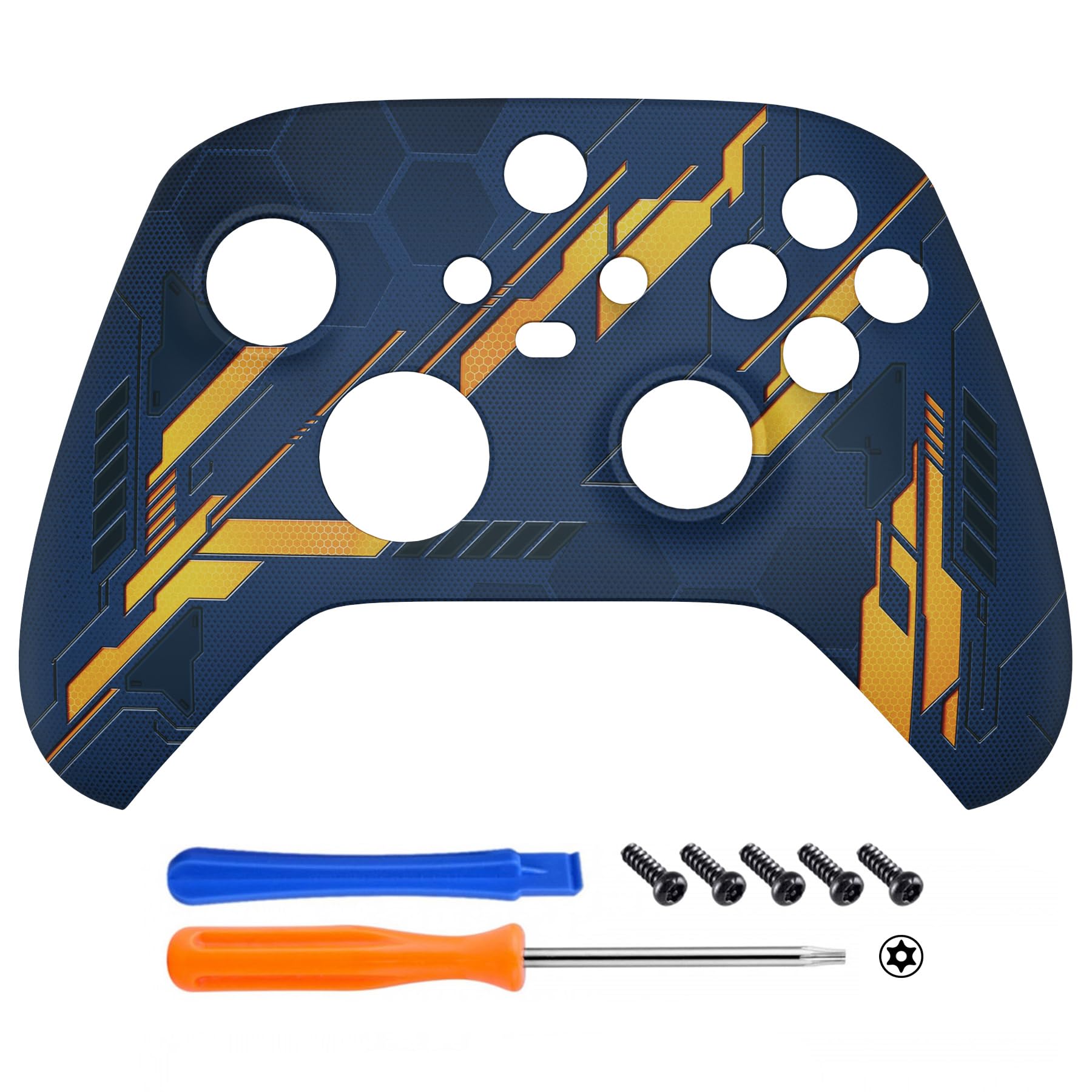 eXtremeRate Custodia Cover per Xbox Series X S Controller,Shell Scocca Copertura Frontale Ricambio per Xbox Series X S Joystick Model 1914-Mecha Illumina nel Buio