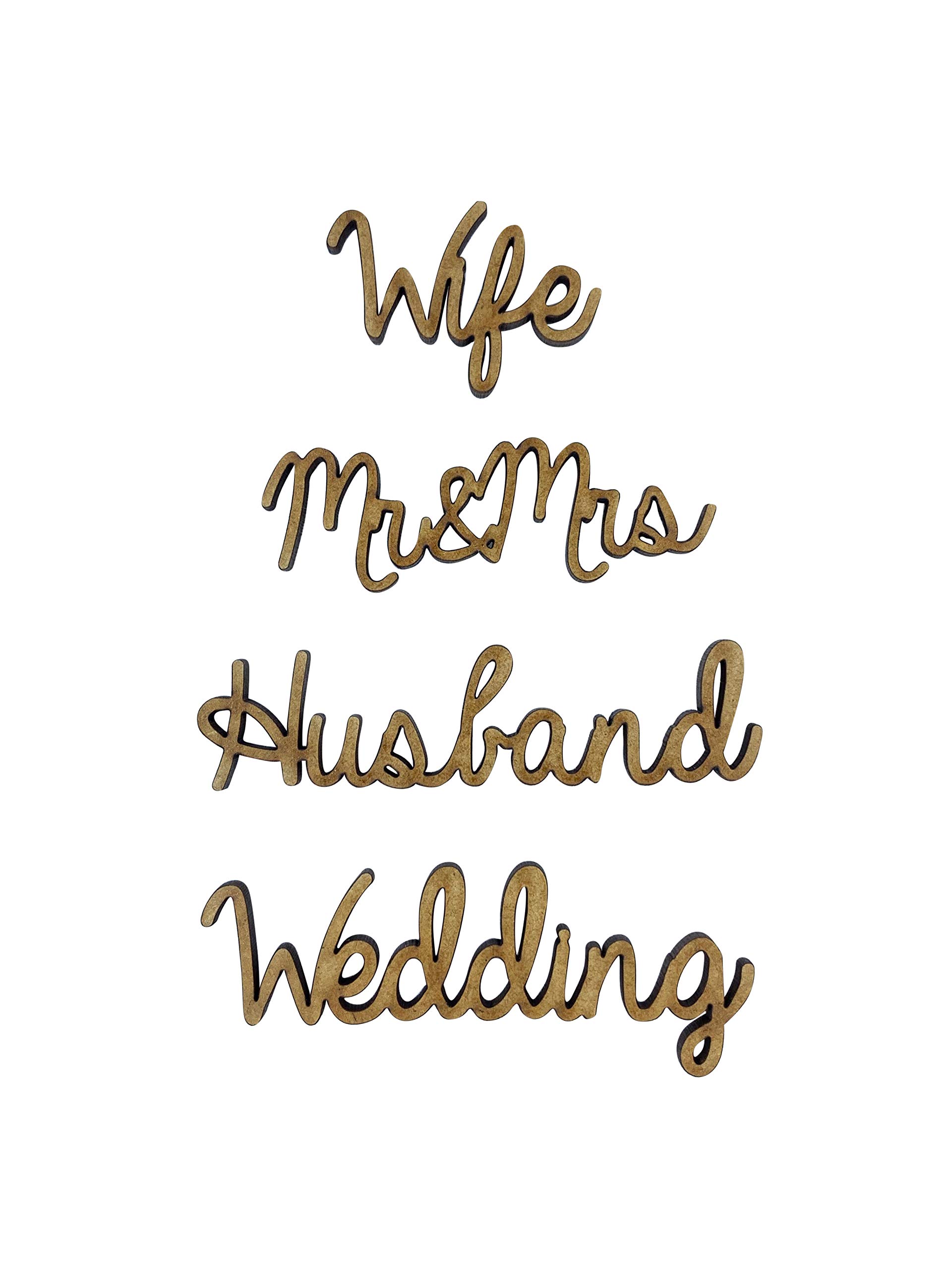 The Crafty Cow 8X Wife Husband Wedding Words 7Cm Wood Craft Embelishments Laser Cut Shape Mdf