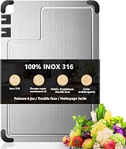 Planche a Decouper, 2026 Nouvelle Amélioration - Planche à Découper Inox 316, Hygiénique & Réversible - Planche de Cuisine Compatible Lave-Vaisselle, Anti-Rayures, 36 x 25cm