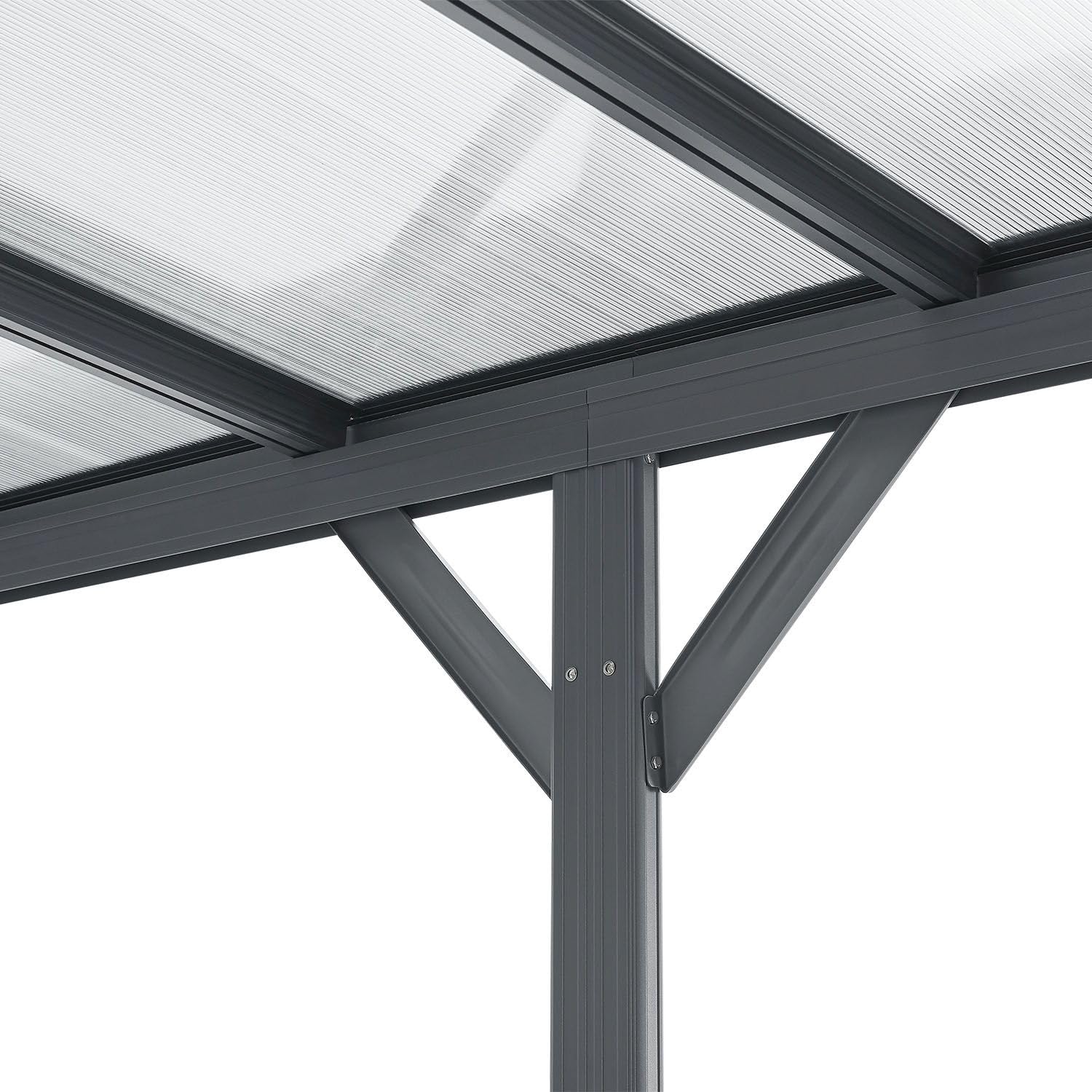 Juskys Carport mit Bogendach 5x3 m - Überdachung aus Aluminium mit Doppelstegplatten - Unterstand für Autos - freistehende Montage - Dunkelgrau