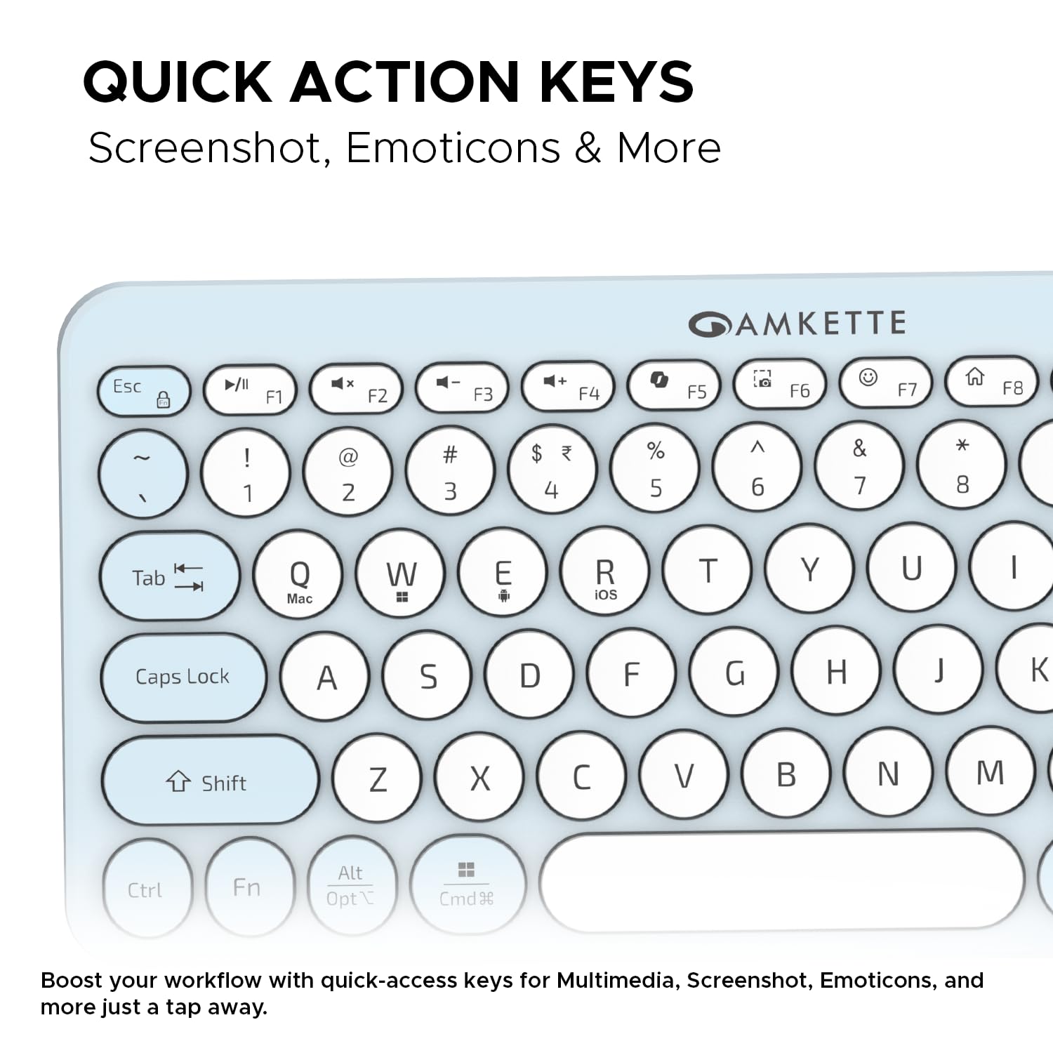 Amkette New and Improved Optimus BT 4 in 1 Multi Device Wireless Keyboard/Bluetooth Keyboard | One Click Device Switching and AI Access for Windows, MacOs, Android and iOS, Dual OS Layout (Blue) 15 71oCQXeKP7L. SL1500