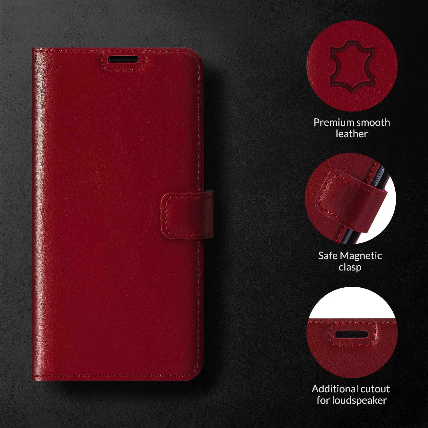 SURAZO Etui na telefon komórkowy Samsung Galaxy A55 ze skóry – składane etui ochronne z prawdziwej skóry [magnes, przegródka na karty, ochrona RFID, funkcja stojaka] etui z klapką z klapką (Costa