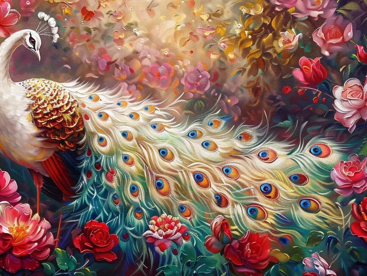 Elementy dla dorosłych 1000, białe pawie puzzle YHPGL2-29